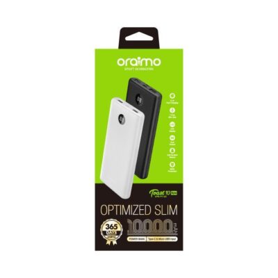 Oraimo OPB-P112D 10000mAh Slim Power Bank – LED Display, Black