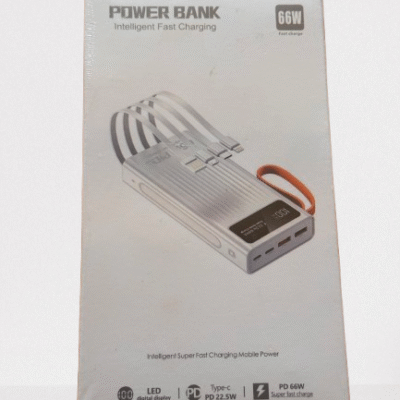 Generic 20000mAh Power Bank – 66W Super Fast Charging, Built-in Cable, 5 Outputs