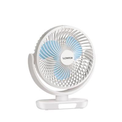 Generic Lontor 6'' Rechargeable Mini Fan – CTL-MF027-6, 2400mAh, 8H Working Time, 120° Adjustable, Soft Night Light, Flash Charge"