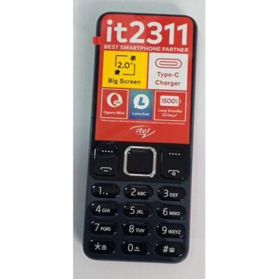 Itel 2311 Feature Phone – 2'' Big Screen, Type-C Charger, 1500mAh Battery, Wireless FM, Rear Camera, Dual SIM, Opera Mini, LetsChat