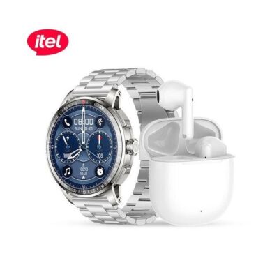 Itel Smart Watch Horizon (Chain Strap) +Free Bud Air 3 Earbuds AMOLED, Bluetooth Calling, Fitness Tracker, IP68 Waterproof + Free Buds Air 3
