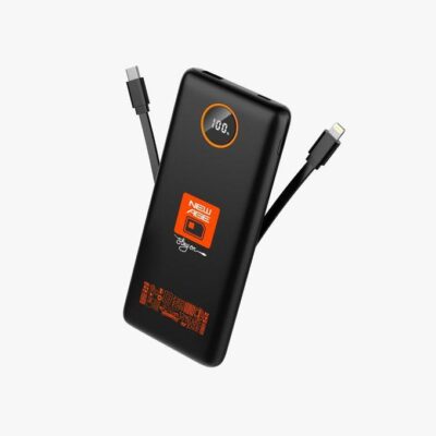 New age J153 12500mAh Power Bank – 22.5W Fast Charging, In-Built Cables, Compact
