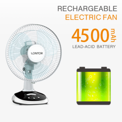 Generic Lontor CTL-CF025-12 – 12'' Rechargeable Fan, Portable Cooling, Long Battery, Adjustable Speed Settings