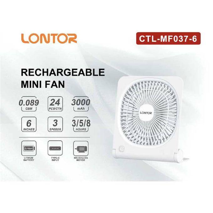 Generic Lontor CTL-MF037-6 – 6'' Rechargeable Mini Fan, Portable, Long Battery - Image 2