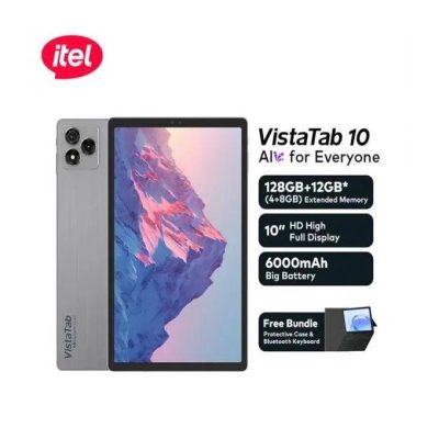 Itel VistaTab 10 – 4 + 8GB Extended RAM + 128GB ROM, 10'' HD Display, 6000mAh Battery, AI Assistant, Learning Center, Android Tablet