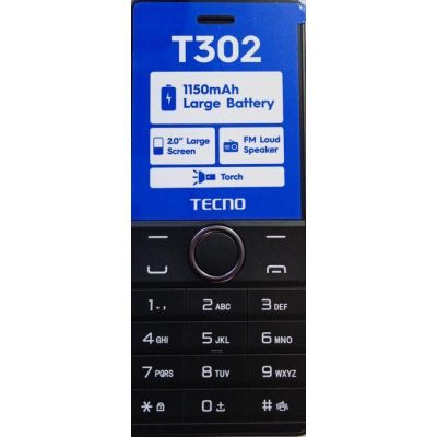 Tecno T302 Dual SIM Phone – With Camera, Torchlight, FM Radio, and Big Speaker
