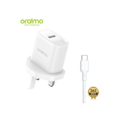 Oraimo Firefly 3 – 2A Fast Charger + Lightning Cable, Smart & Safe (OCW-U66S+L53)