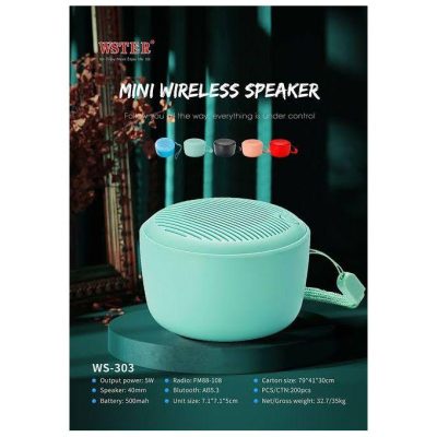 Generic Wster WS-303 Mini Bluetooth Speaker 1200mAh Battery 10M Range 3W Loud Stereo Sound