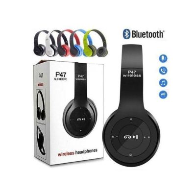 Generic P47 Bluetooth 5.0 Foldable Wireless Stereo Headphones - FM, TF Card, Mic, AUX Mode