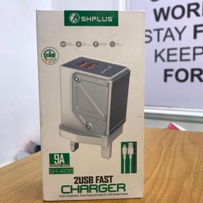 Shplus SH-A1018 – Dual USB Fast Charger 9A Max + Type-C Cable