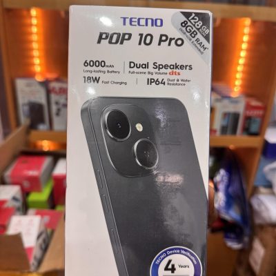 Tecno POP10 Pro (128GB ROM + 8GB RAM 4+4) – 6000mAh Battery, 18W Fast Charging, 120Hz Display