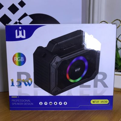 Wuf W39 Bluetooth Speaker – 15W Output, RGB Lights, FM, Portable Design
