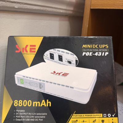 Generic SKE Mini DC UPS POE-431P – 8800mAh Backup Power Multi-Voltage Output (5V/9V/12V/15V/24V) USB, DC & POE Support Portable Power for Routers, CCTV, Phones