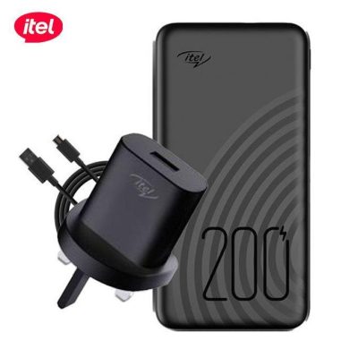 Itel 20000mAh Fast Charging Power Bank + Free 5W Charger – Dual USB Output Micro-USB & Type-C Input Superior Safety