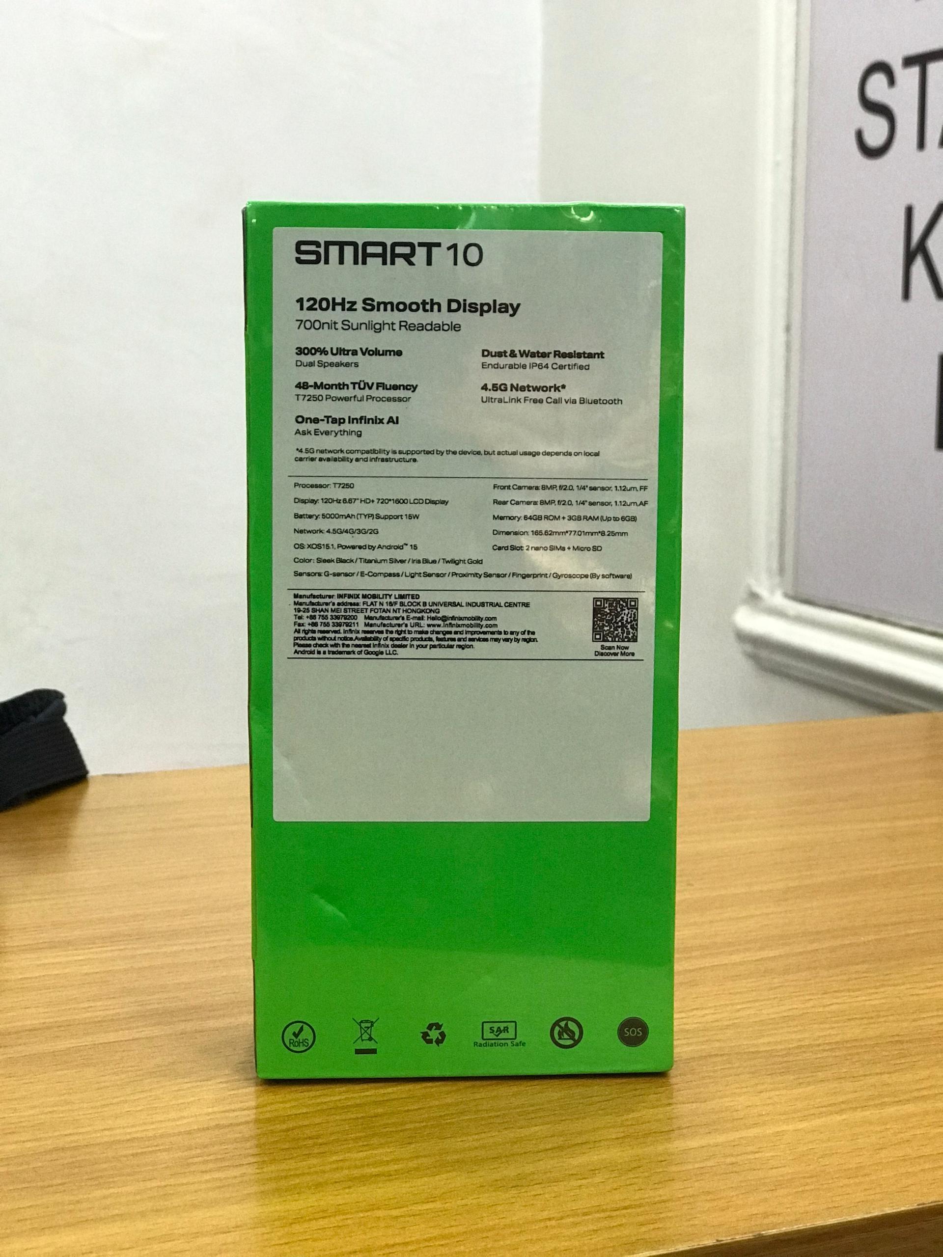 Infinix Smart 10 – 6.67" HD+ Display 64GB ROM + 3GB RAM 5000mAh Battery 4G LTE Dual Camera Water & Dust Resistant - Image 2