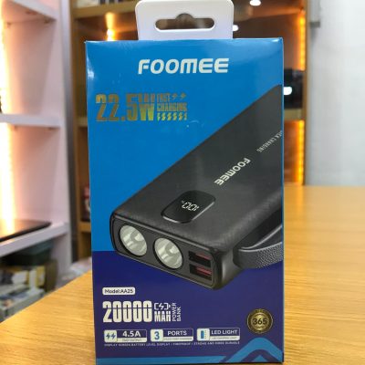Generic FOOMEE AA25 20000mAh 22.5W Power Bank – Fast Charging LED Display 3-Port Output