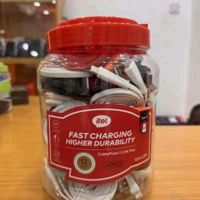 Itel CablePulse ICD-C21F – 2.1A Flat Type-C Charging Cable, 45PCS Bundle