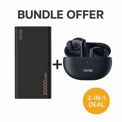 Tecno Omni-TANK 20,000mAh Power Bank TPB-P202 + Buds 4 ANC Earbuds – All-Day Power and Immersive Audio