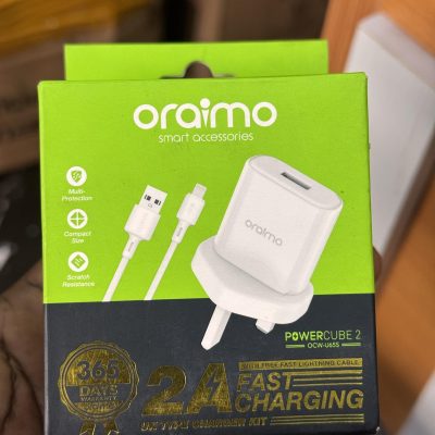 Oraimo PowerCube 2 UK Charger OCW-U65S – 5V/2A – With Free Micro USB Cable – Compact & Durable – Black