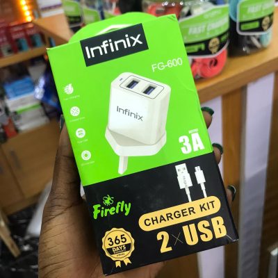 Infinix FG-600 – Dual USB Fast Charger, 2.1A Output, Compact EU Plug