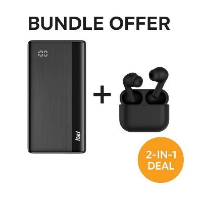 Itel A1121 10000mAh 12W Fast Charging Power Bank + AirPods Pro Earbuds