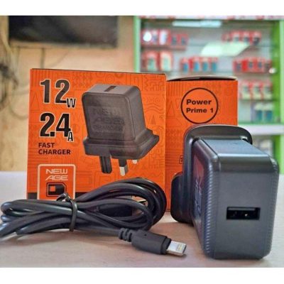 New age Power Prime 1 – 12W 2.4A Fast Wall Charger + 1M Lightning Cable