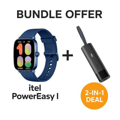 Itel Edge S1 Smartwatch (1.96” AMOLED) + PowerEasy1 5000mAh Power Bank – Smart Lifestyle Bundle