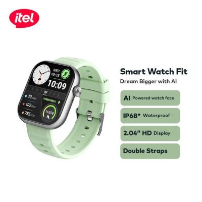 Itel Fit O20 Smartwatch – 2.04" HD Display, Green + Free Extra Strap