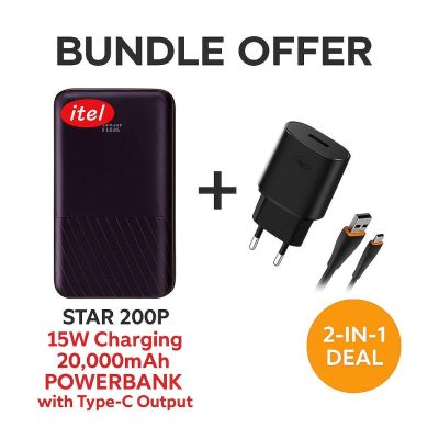 Itel Star 200P 20000mAh Power Bank + ICW-051EM Travel Charger – Combo