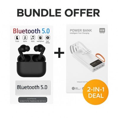 Generic 20000mAh 66W Power Bank + AirPods Pro Earphones Bundle