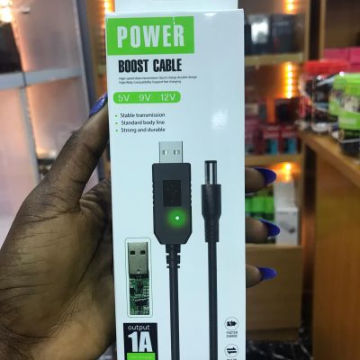 Generic Power Boost USB to DC Step-Up Cable – 5V to 12V Converter, 1m (Black