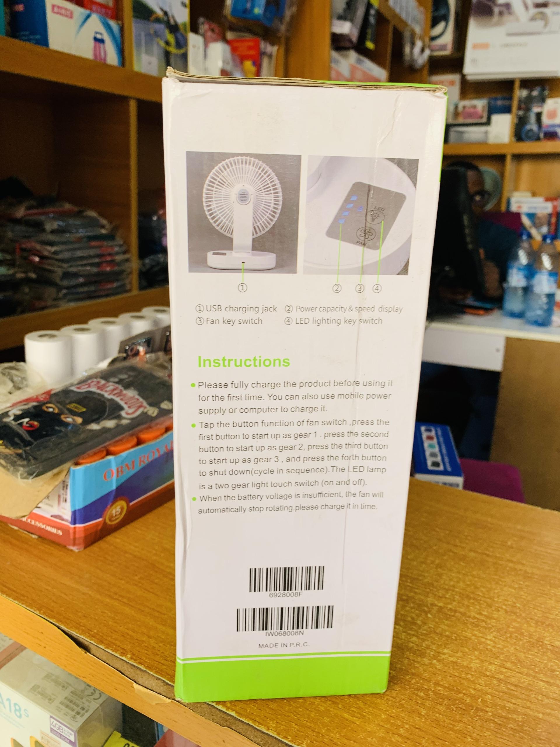 Iwin energy Iwin Rechargeable Desktop Fan 8” – LED Light, 3 Speed, USB Charge - Image 2