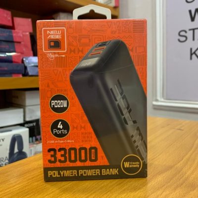 New age 33000mAh Power Bank – PD 20W, Turbo Ultra 11, 4 Output Ports