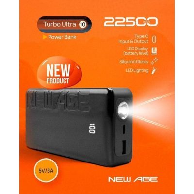 New age Turbo Ultra 10 Power Bank – 22500mAh, Digital Display, Torch