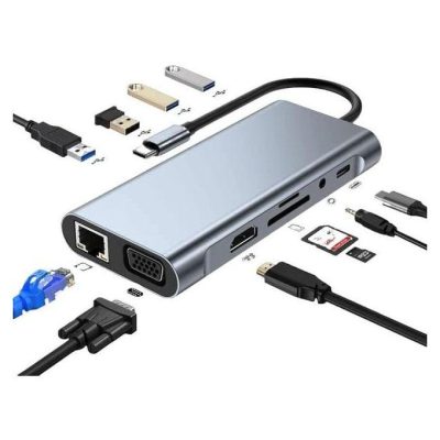 Generic 11-in-1 USB-C Hub – 4K HDMI, LAN, VGA, PD Charging